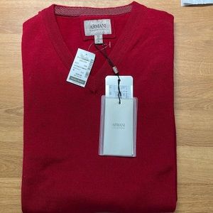 Armani Collezioni Medium Red V-Neck Sweater